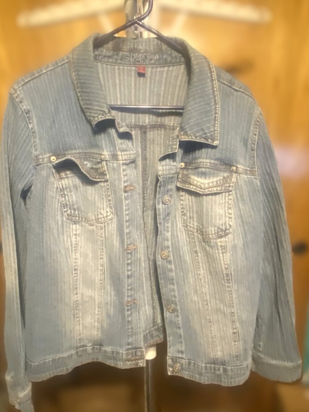 Gitano Women’s Stone Washed Denim Jacket Size 18W Cotton Stretch
